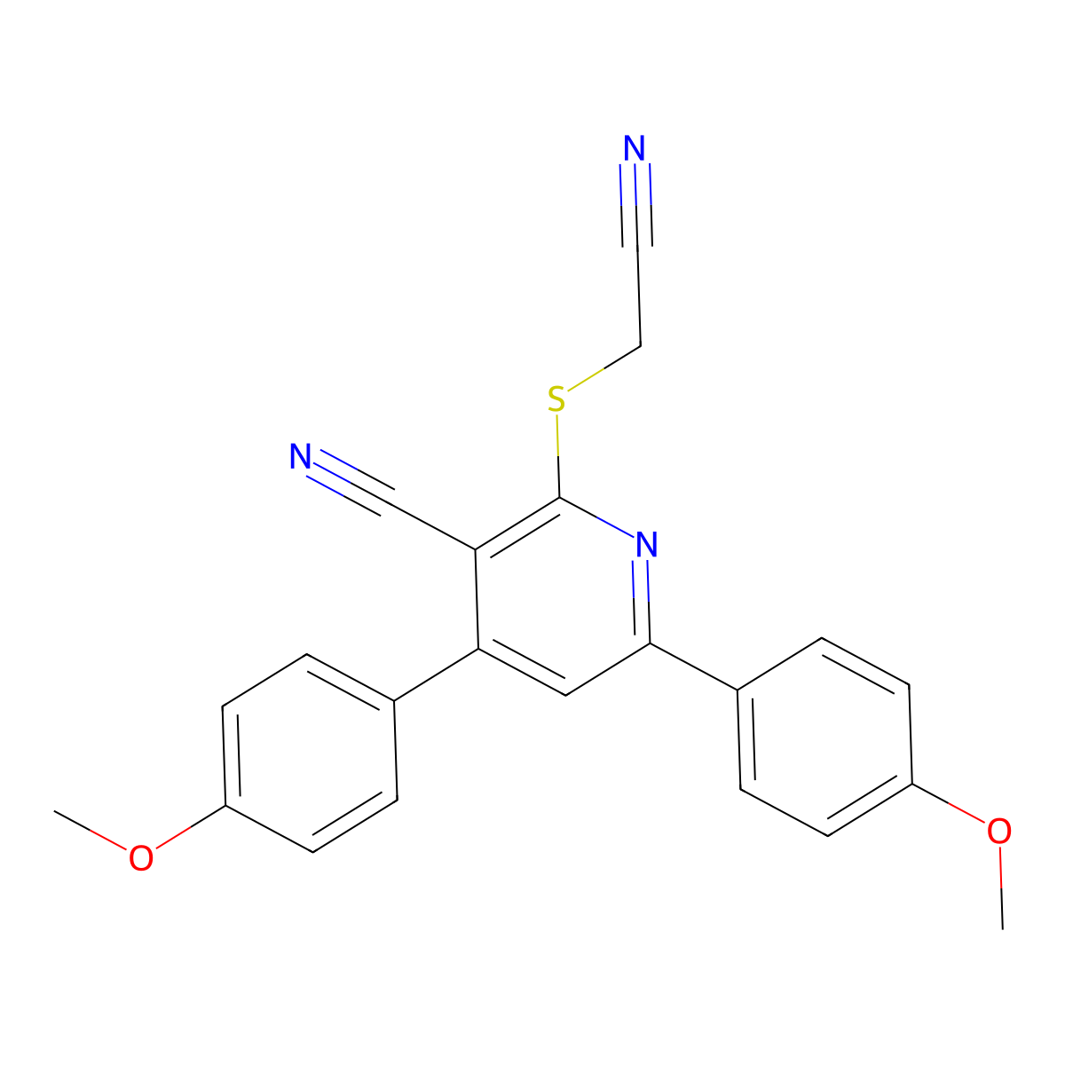 2-(Cyanomethylsulfanyl)-4,6-bis(4-methoxyphenyl)pyridine-3-carbonitrile molecular structure, CAS 312757-82-7
