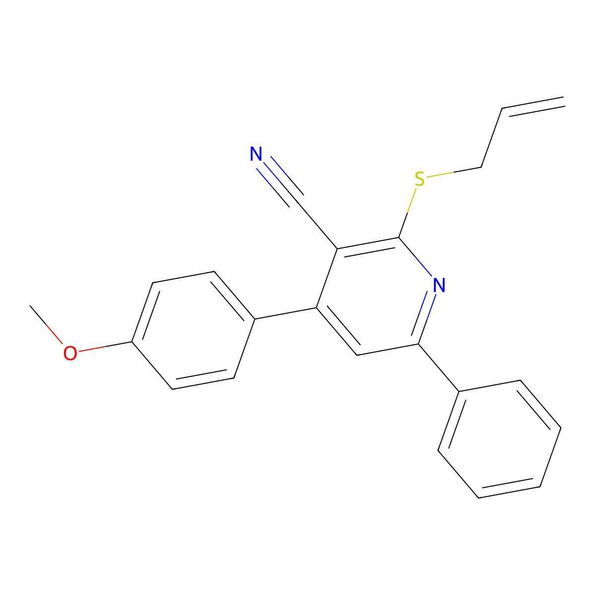 2-(Allylsulfanyl)-4-(4-methoxyphenyl)-6-phenylnicotinonitrile molecular structure, CAS 312758-01-3