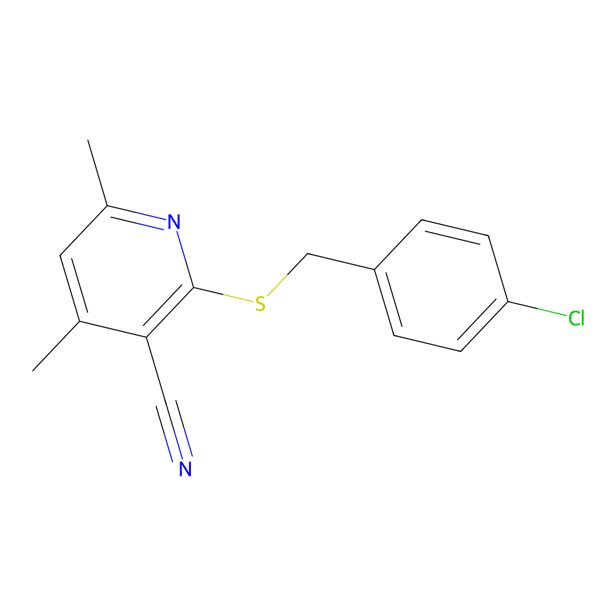 2-{[(4-Chlorophenyl)methyl]sulfanyl}-4,6-dimethylpyridine-3-carbonitrile molecular structure, CAS 312758-03-5
