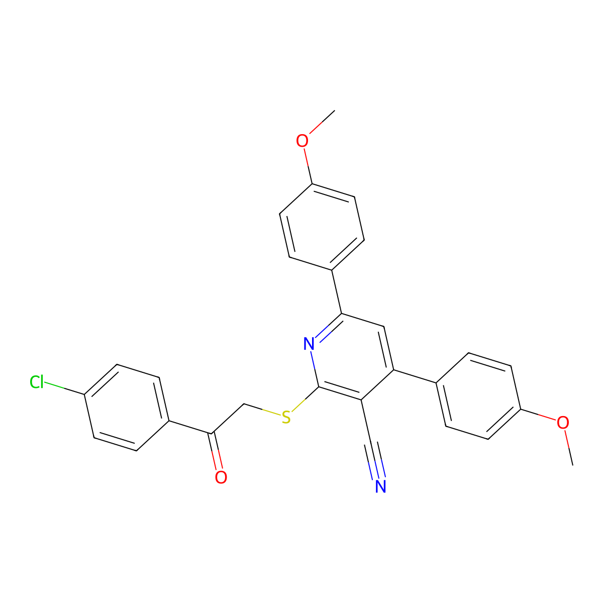 2-[2-(4-Chlorophenyl)-2-oxoethyl]sulfanyl-4,6-bis(4-methoxyphenyl)pyridine-3-carbonitrile molecular structure, CAS 312758-06-8