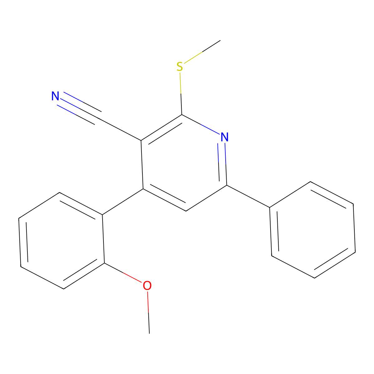 4-(2-Methoxyphenyl)-2-methylsulfanyl-6-phenylpyridine-3-carbonitrile molecular structure, CAS 312758-20-6