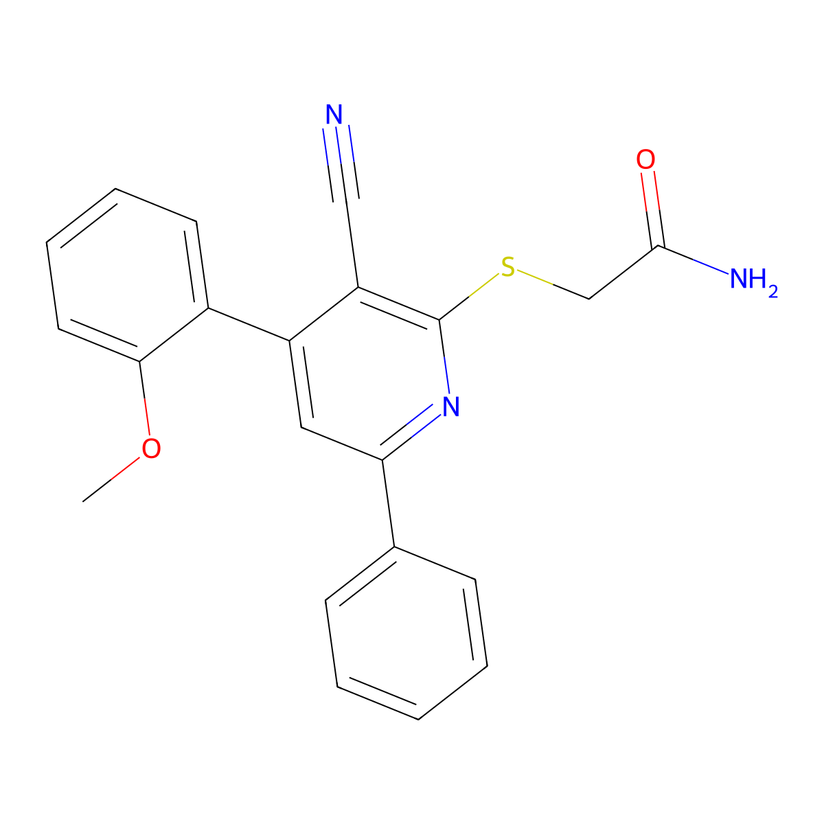 2-[3-Cyano-4-(2-methoxyphenyl)-6-phenylpyridin-2-yl]sulfanylacetamide molecular structure, CAS 312758-21-7