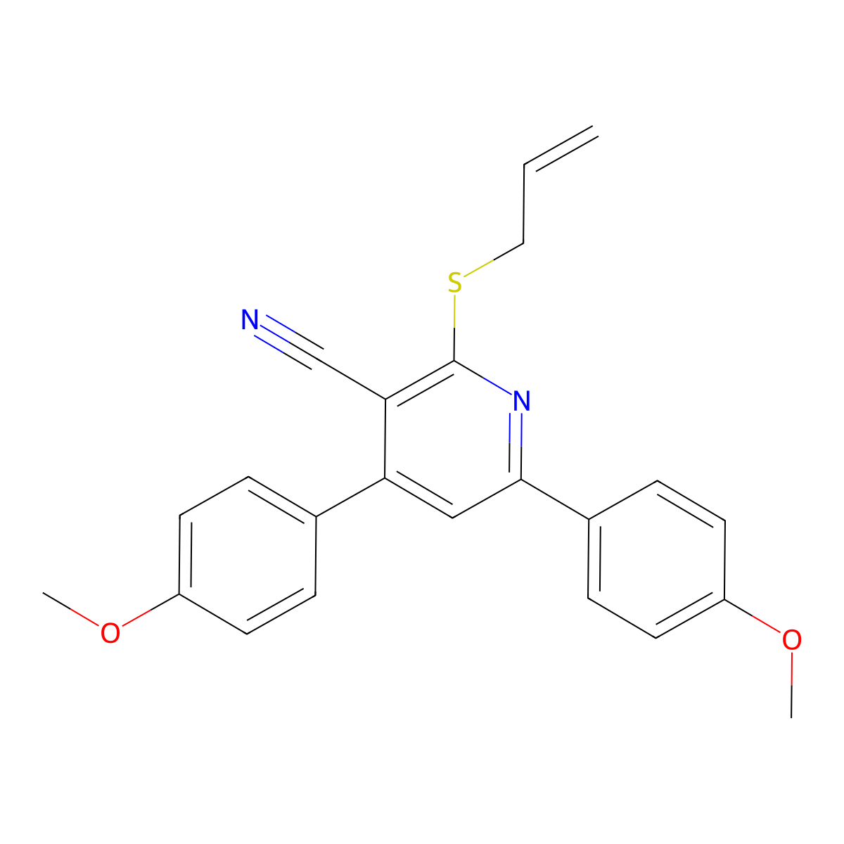 4,6-Bis(4-methoxyphenyl)-2-prop-2-enylsulfanylpyridine-3-carbonitrile molecular structure, CAS 312758-22-8