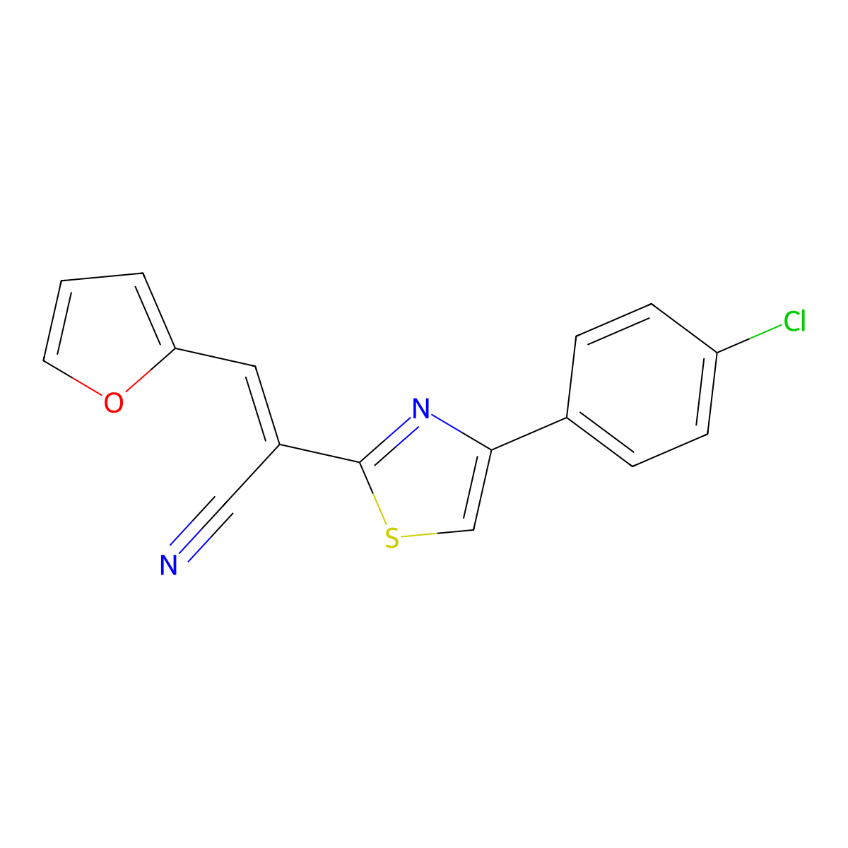 (E)-2-[4-(4-chlorophenyl)-1,3-thiazol-2-yl]-3-(2-furyl)-2-propenenitrile molecular structure, CAS 312758-25-1