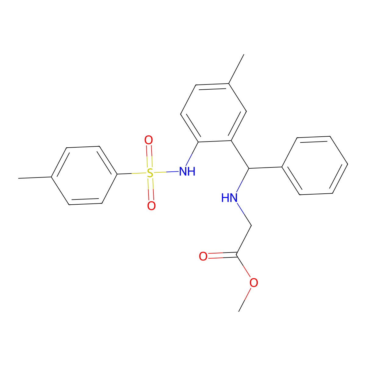 Methyl 2-[[[5-methyl-2-[(4-methylphenyl)sulfonylamino]phenyl]-phenylmethyl]amino]acetate molecular structure, CAS 312758-78-4
