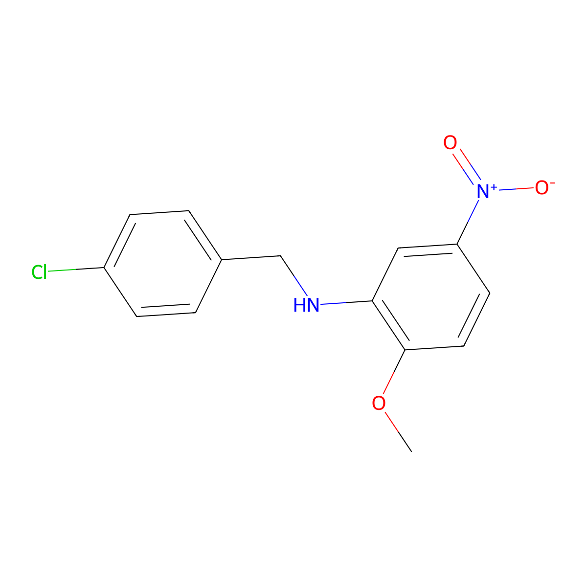 N-[(4-chlorophenyl)methyl]-2-methoxy-5-nitroaniline molecular structure, CAS 312759-22-1