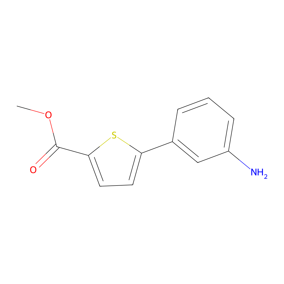 Methyl 5-(3-aminophenyl)thiophene-2-carboxylate molecular structure, CAS 312760-56-8