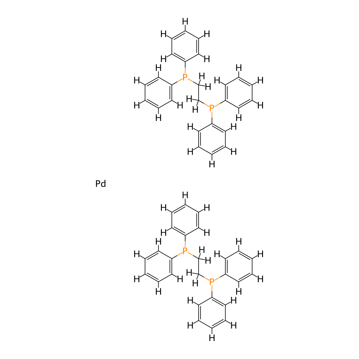 Bis(1,2-bis(diphenylphosphino)ethane)palladium(0) molecular structure, CAS 31277-98-2