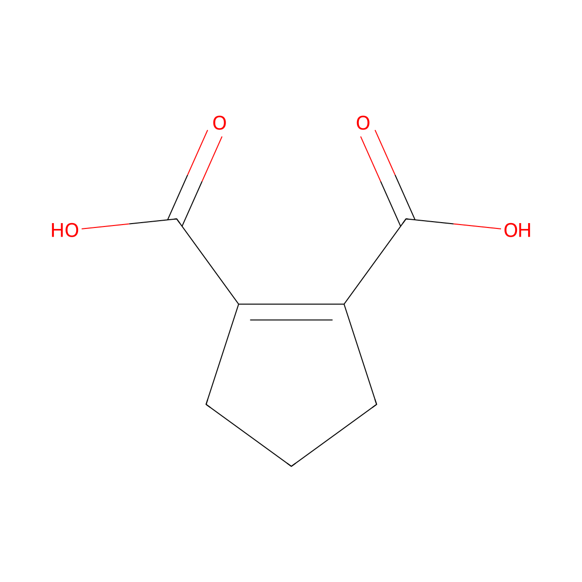 Cyclopent-1-ene-1,2-dicarboxylic acid molecular structure, CAS 3128-15-2