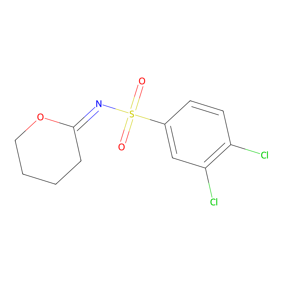 Benzenesulfonamide,3,4-dichloro-N-(tetrahydro-2H-pyran-2-ylidene)- molecular structure, CAS 3128-52-7