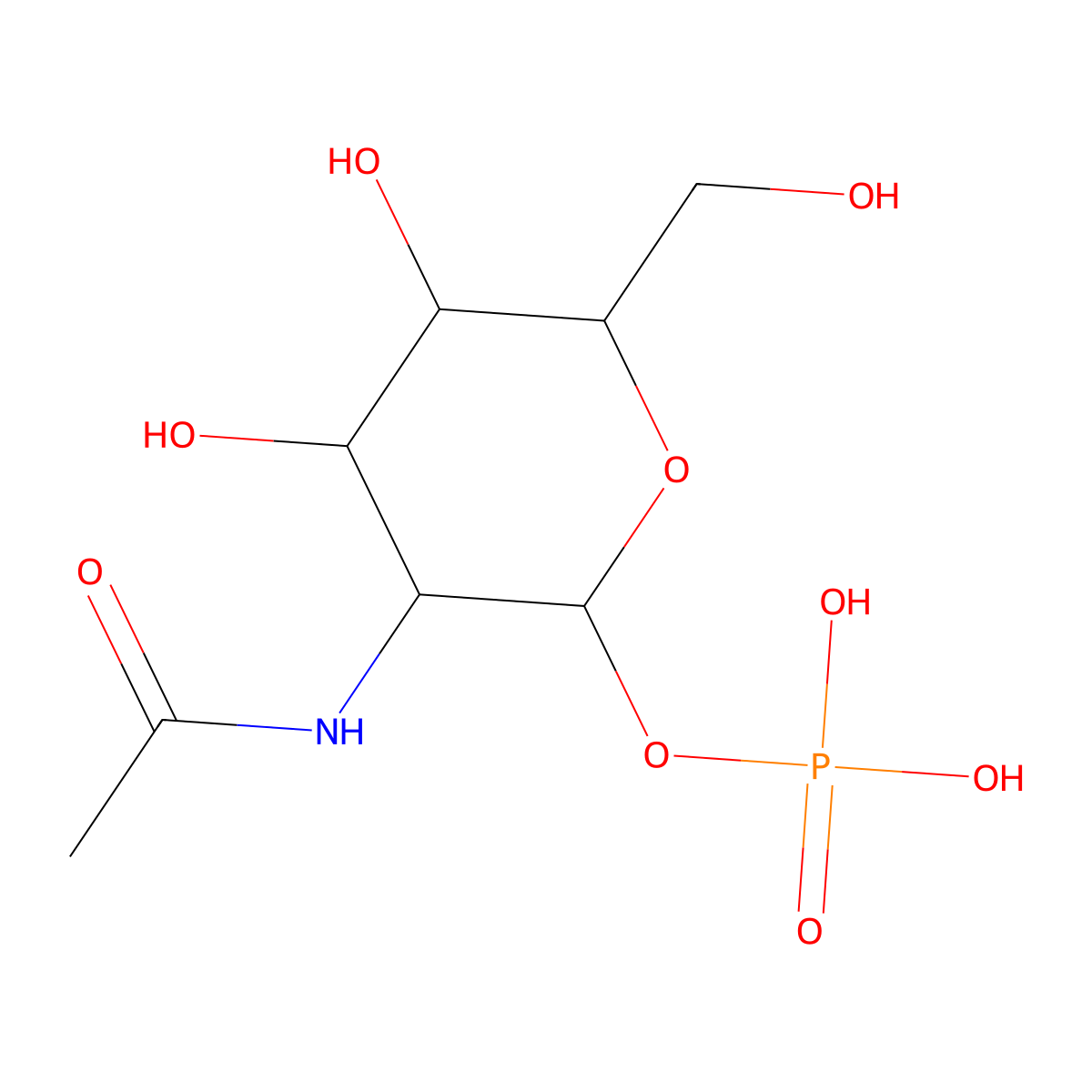 N-acetyl-D-hexosamine 1-phosphate molecular structure, CAS 31281-59-1