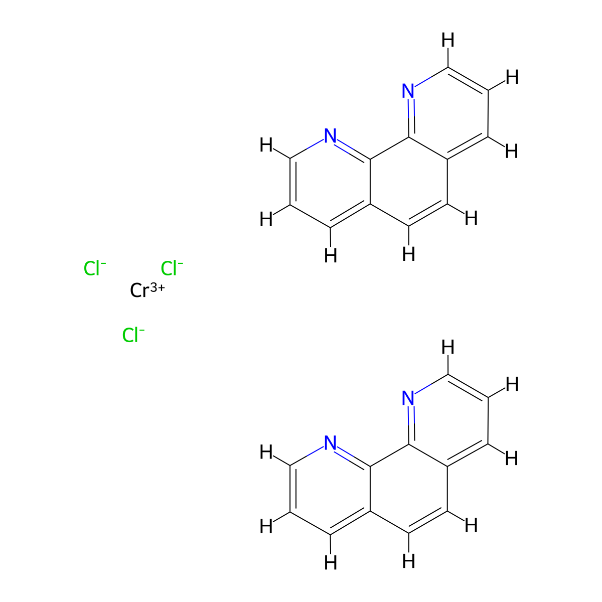 cis-Dichlorobis(1,10-phenanthroline)chromium(1+) chloride dihydrate molecular structure, CAS 31282-15-2