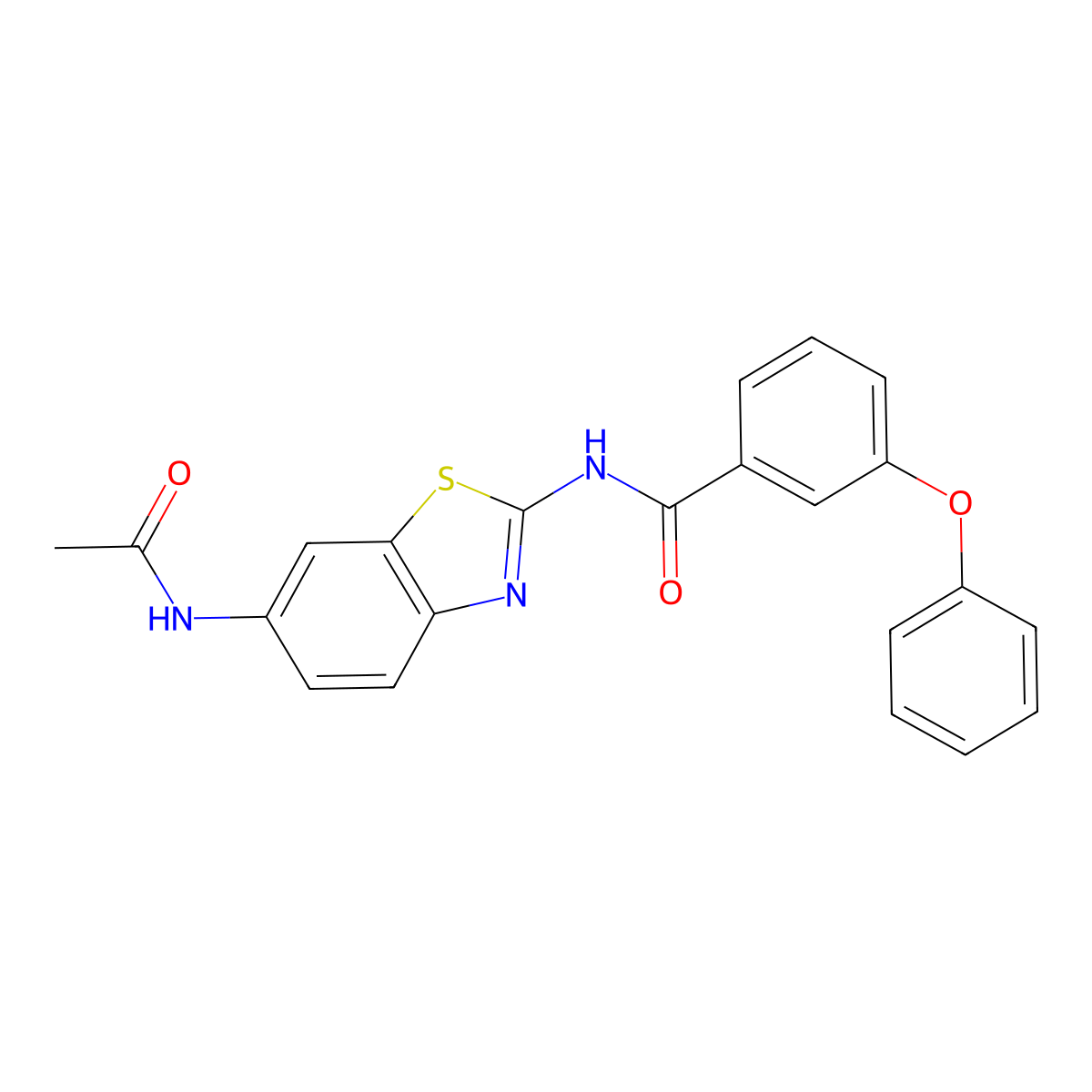 N-(6-acetamido-1,3-benzothiazol-2-yl)-3-phenoxybenzamide molecular structure, CAS 312914-20-8