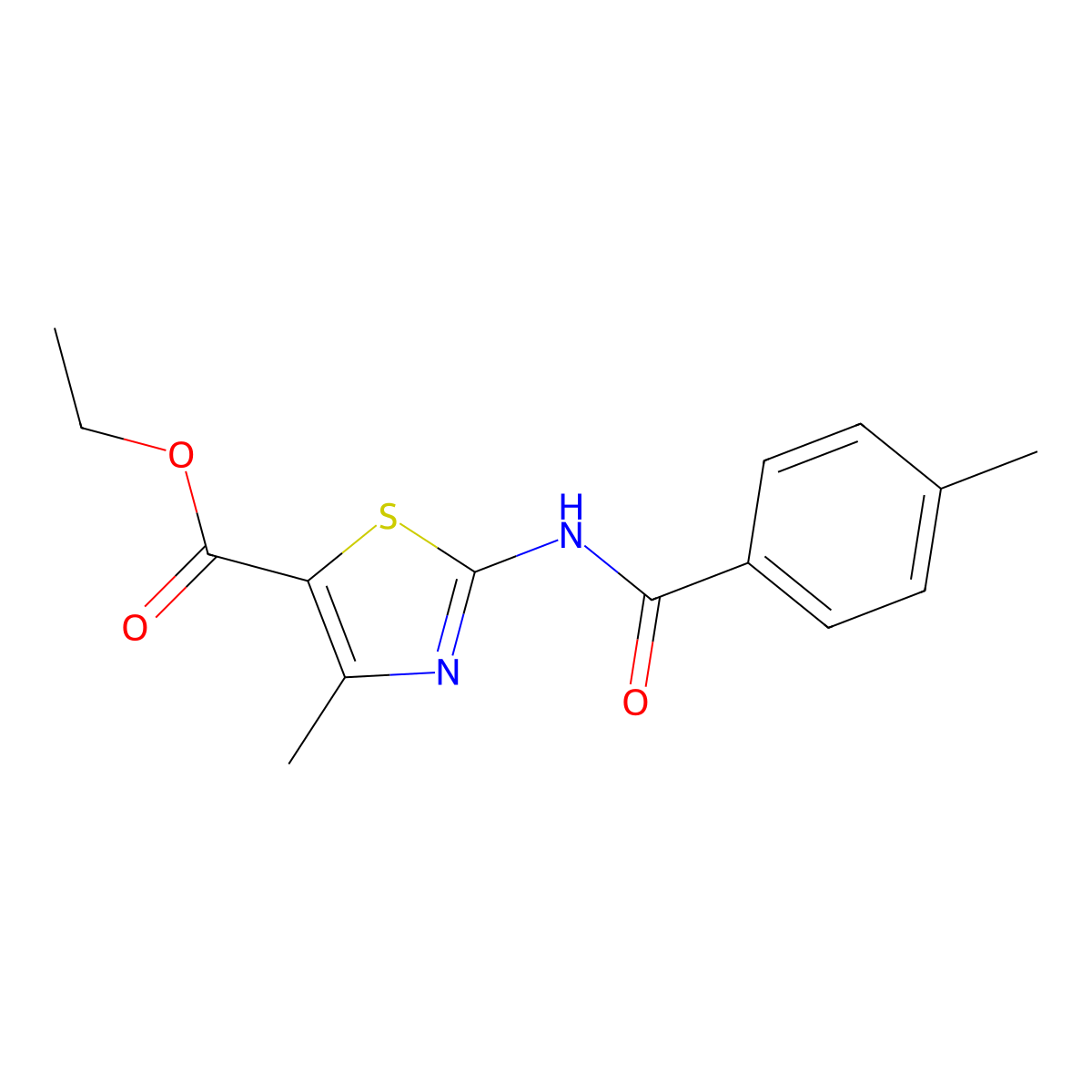 Ethyl 4-methyl-2-(4-methylbenzamido)thiazole-5-carboxylate molecular structure, CAS 312914-23-1