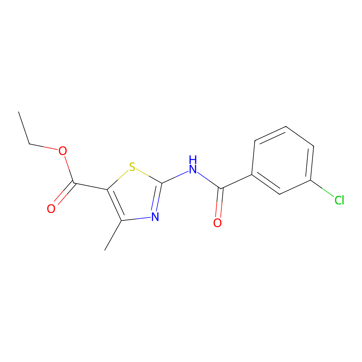 Ethyl 2-[(3-chlorobenzoyl)amino]-4-methyl-1,3-thiazole-5-carboxylate molecular structure, CAS 312914-25-3