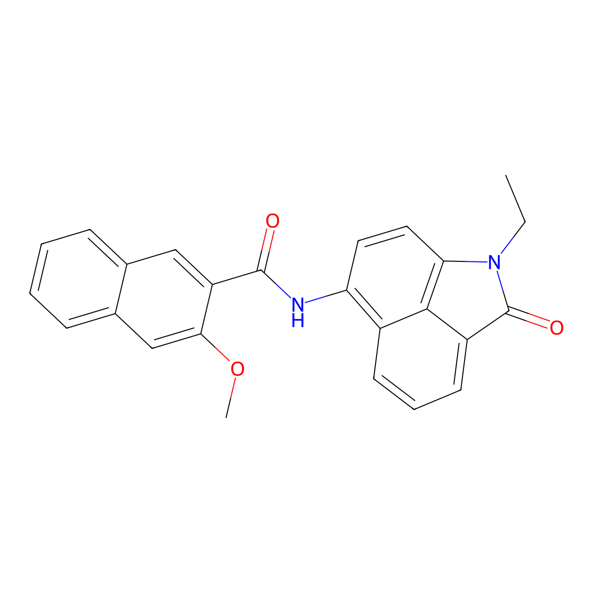 N-(1-ethyl-2-oxo-1,2-dihydrobenzo[cd]indol-6-yl)-3-methoxy-2-naphthamide molecular structure, CAS 312914-28-6