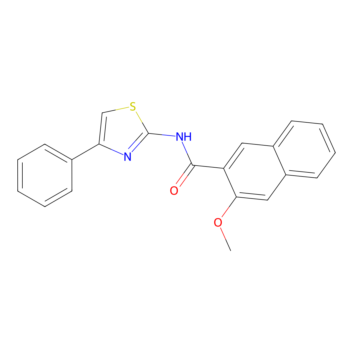 3-methoxy-N-(4-phenylthiazol-2-yl)-2-naphthamide molecular structure, CAS 312914-29-7