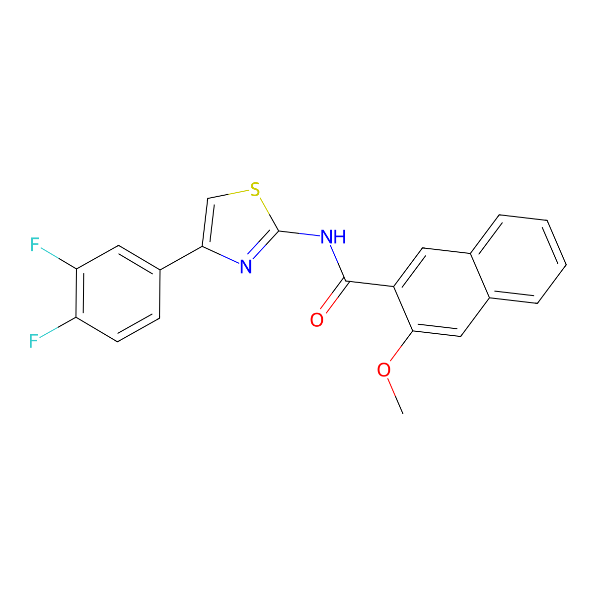 N-[4-(3,4-difluorophenyl)-1,3-thiazol-2-yl]-3-methoxynaphthalene-2-carboxamide molecular structure, CAS 312914-36-6
