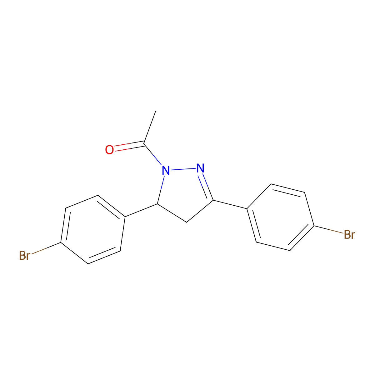 1-Acetyl-3,5-bis(4-bromophenyl)-2-pyrazoline molecular structure, CAS 312914-54-8