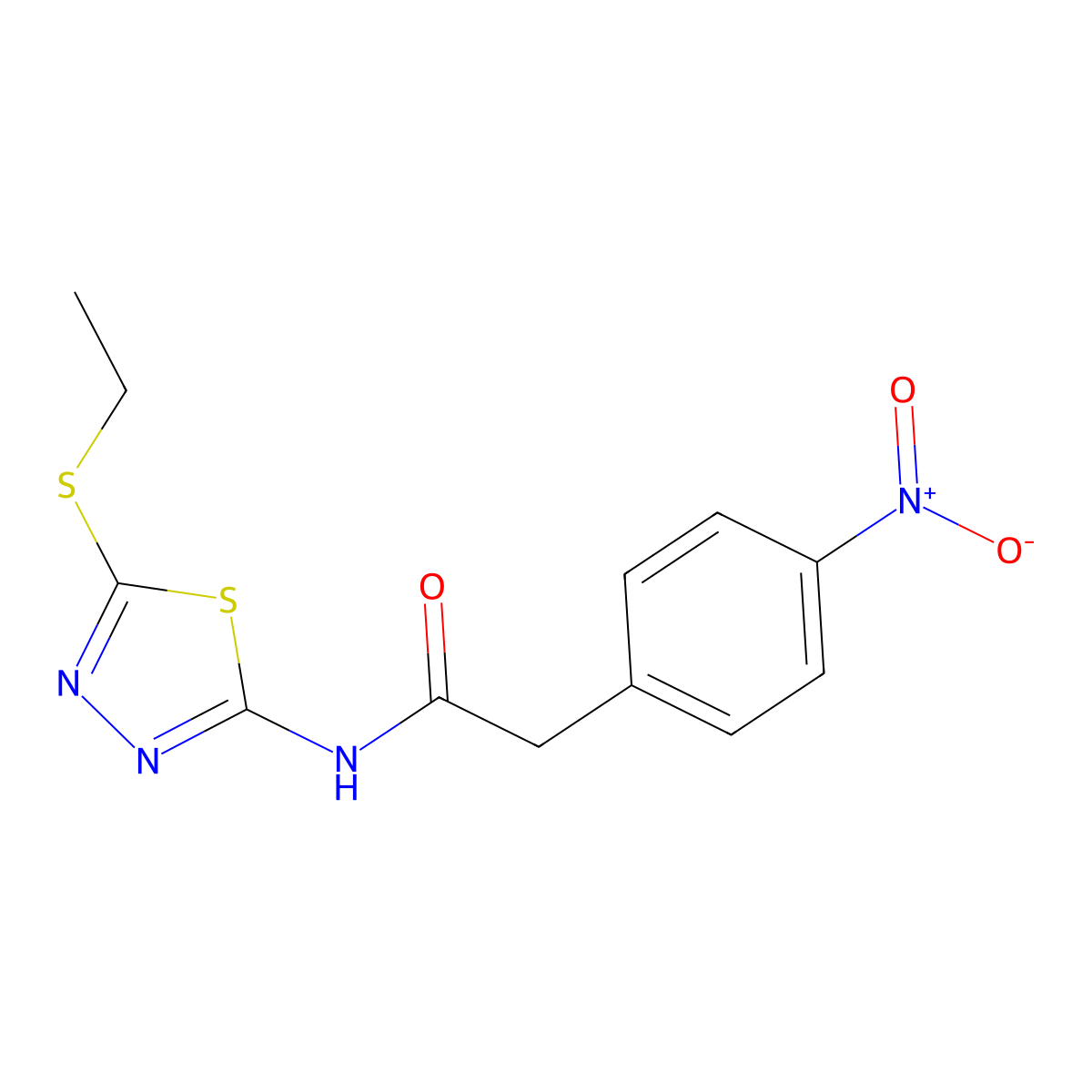 N-(5-(ethylthio)-1,3,4-thiadiazol-2-yl)-2-(4-nitrophenyl)acetamide molecular structure, CAS 312914-75-3