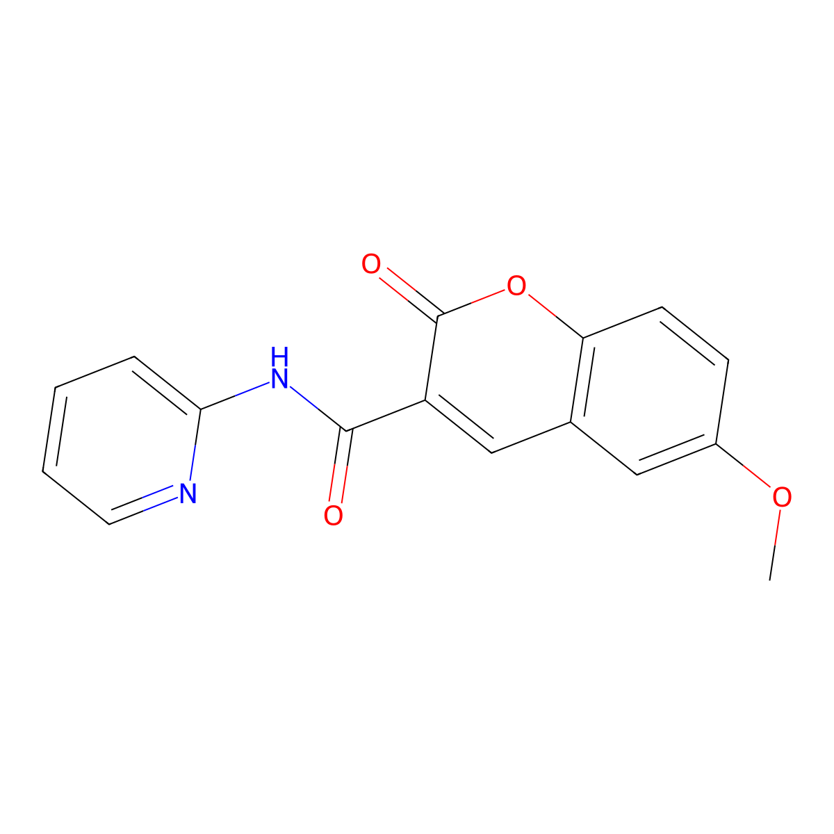 6-Methoxy-2-oxo-N-2-pyridinyl-2H-1-benzopyran-3-carboxamide molecular structure, CAS 312915-02-9
