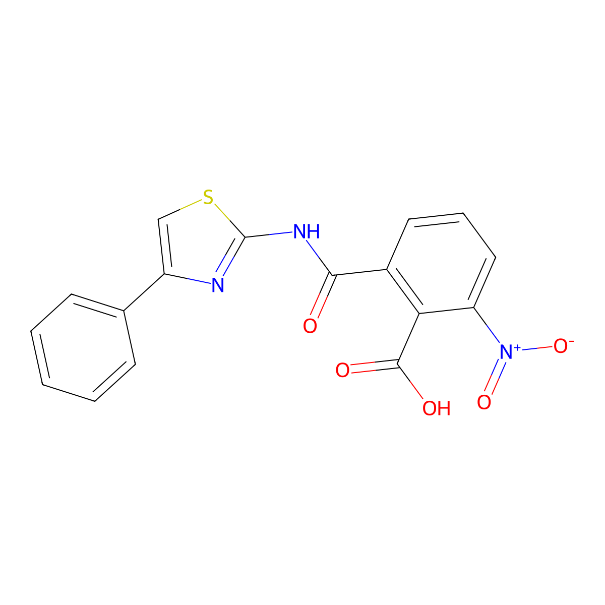 2-Nitro-6-[(4-phenyl-1,3-thiazol-2-yl)carbamoyl]benzoic acid molecular structure, CAS 312915-03-0