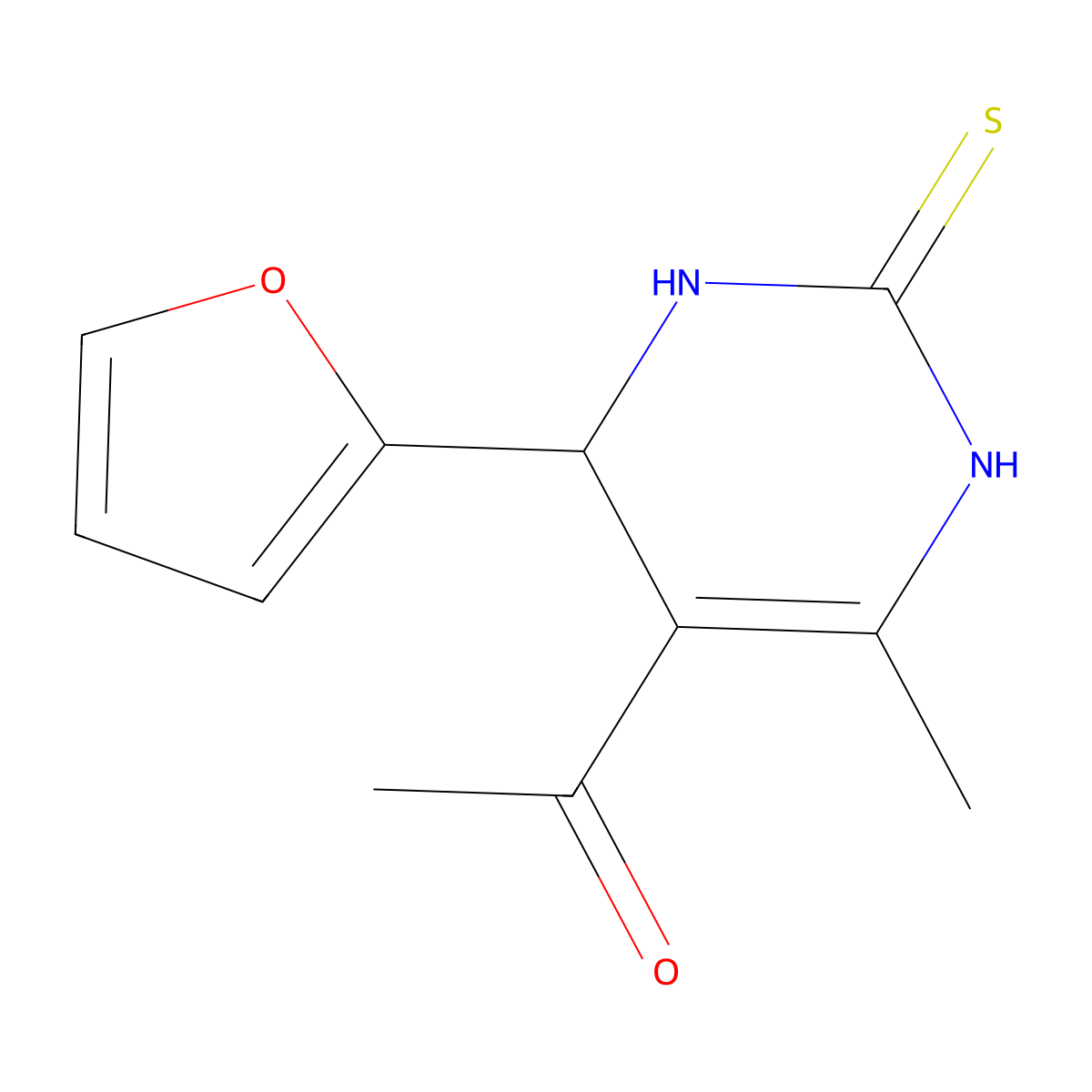 1-[4-(furan-2-yl)-6-methyl-2-sulfanylidene-3,4-dihydro-1H-pyrimidin-5-yl]ethanone molecular structure, CAS 312915-20-1