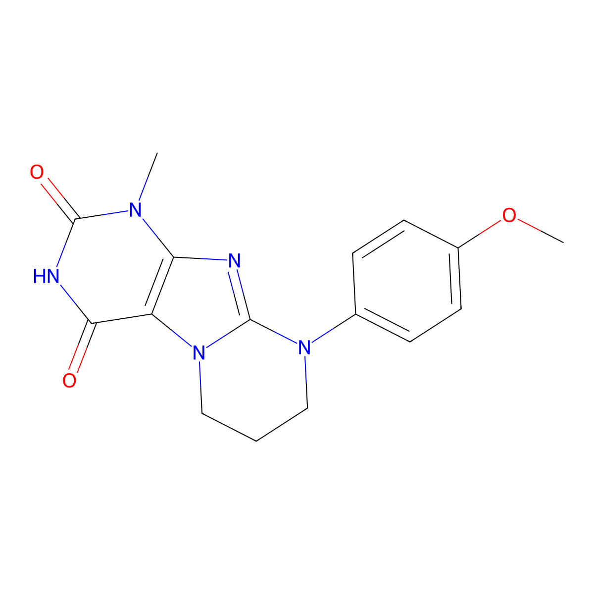 9-(4-methoxyphenyl)-1-methyl-7,8-dihydro-6H-purino[7,8-a]pyrimidine-2,4-dione molecular structure, CAS 312915-43-8