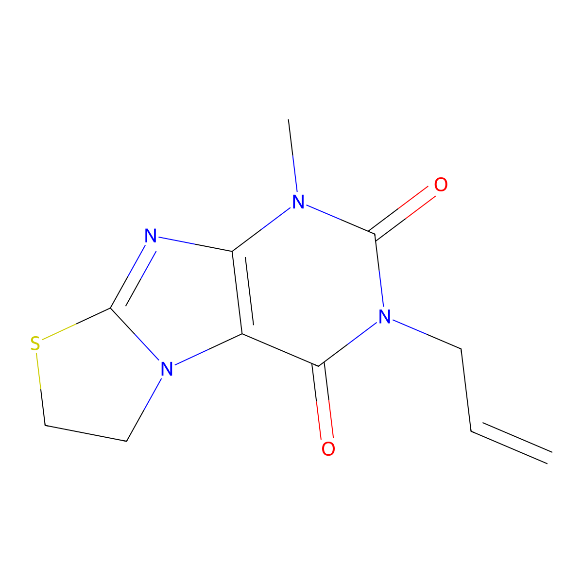 3-Allyl-1-methyl-6,7-dihydro-1H-thiazolo[2,3-f]purine-2,4-dione molecular structure, CAS 312915-44-9