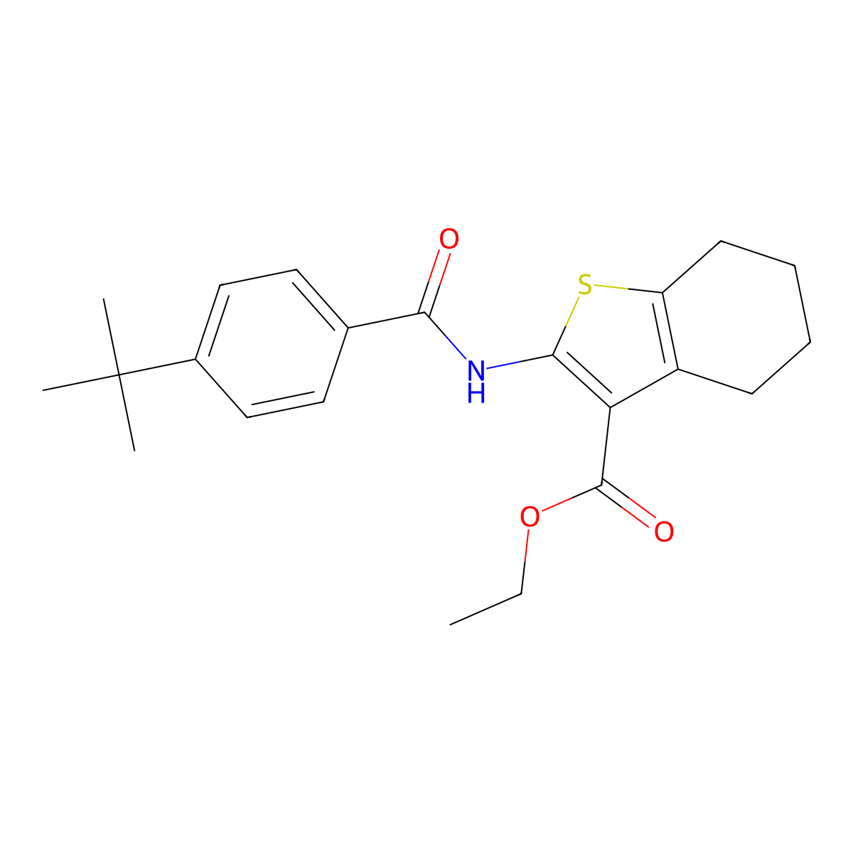 Ethyl 2-[(4-tert-butylbenzoyl)amino]-4,5,6,7-tetrahydro-1-benzothiophene-3-carboxylate molecular structure, CAS 312915-81-4