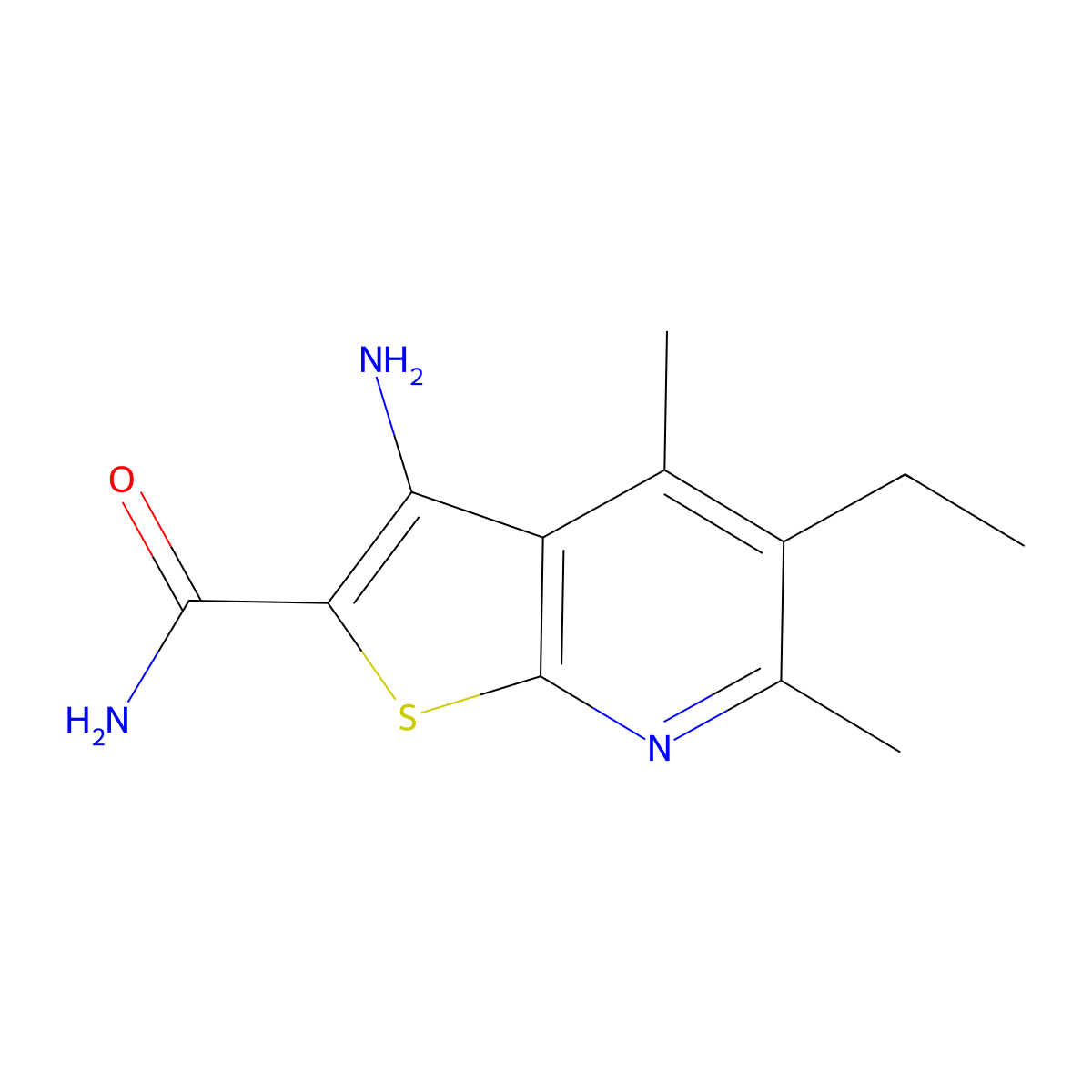 3-Amino-5-ethyl-4,6-dimethylthieno(2,3-b)pyridine-2-carboxamide molecular structure, CAS 312915-90-5