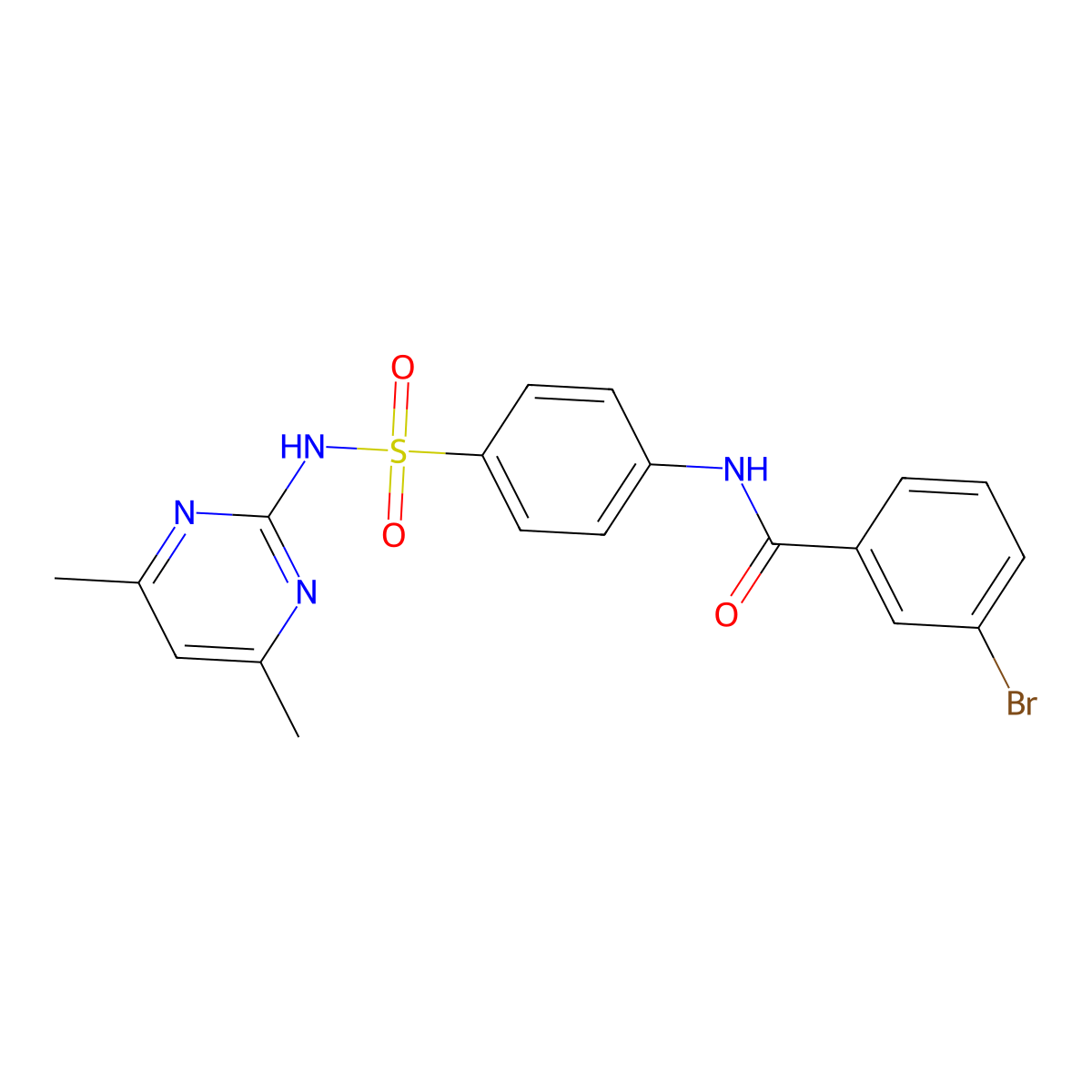 3-bromo-N-{4-[(4,6-dimethylpyrimidin-2-yl)sulfamoyl]phenyl}benzamide molecular structure, CAS 312915-94-9