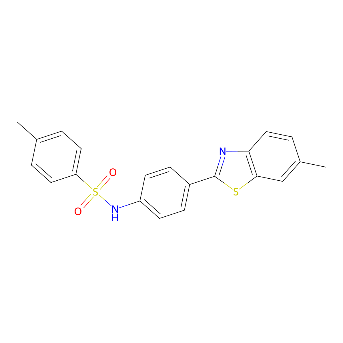 4-methyl-N-[4-(6-methyl-1,3-benzothiazol-2-yl)phenyl]benzenesulfonamide molecular structure, CAS 312916-58-8