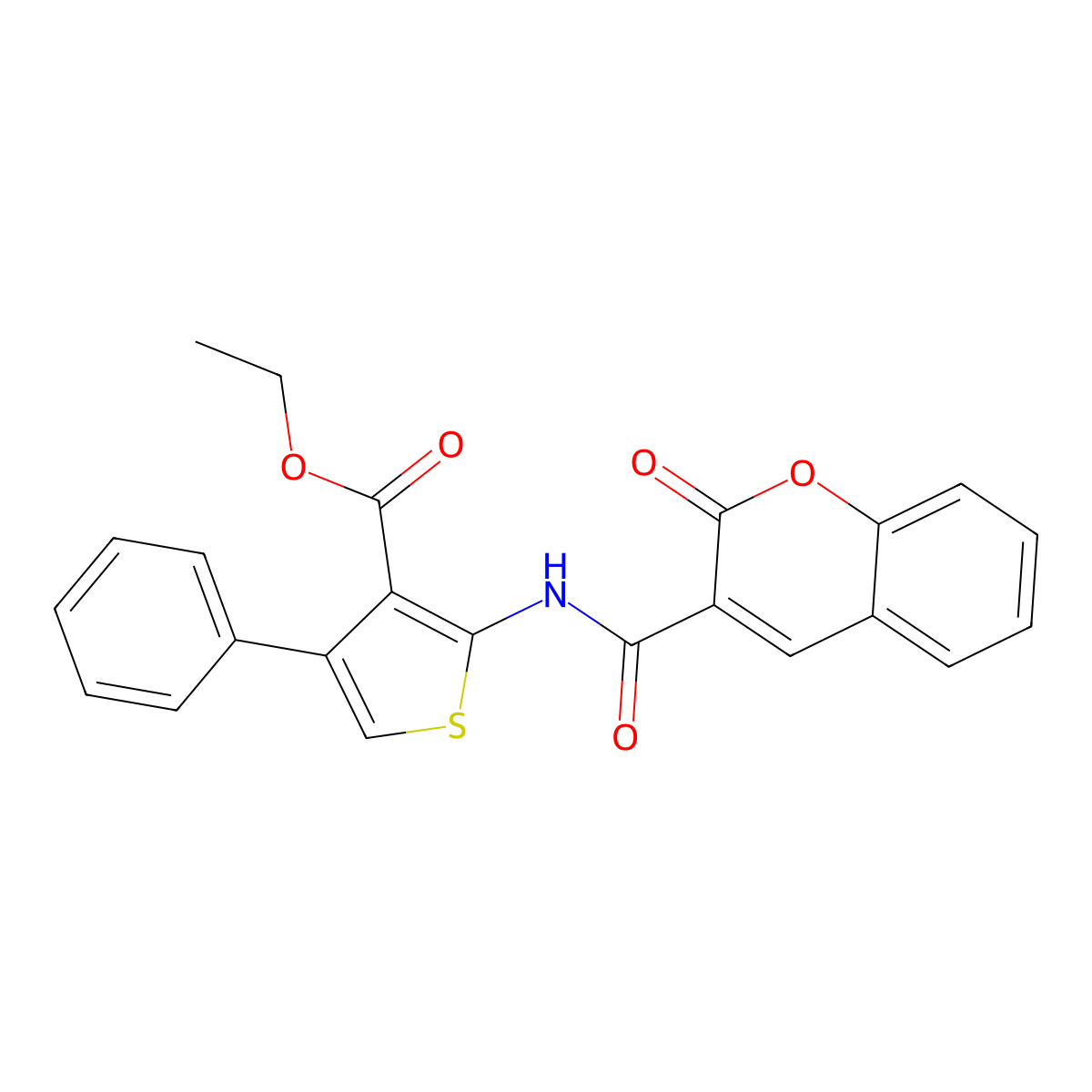 ethyl 2-(2-oxo-2H-chromene-3-carboxamido)-4-phenylthiophene-3-carboxylate molecular structure, CAS 312916-68-0