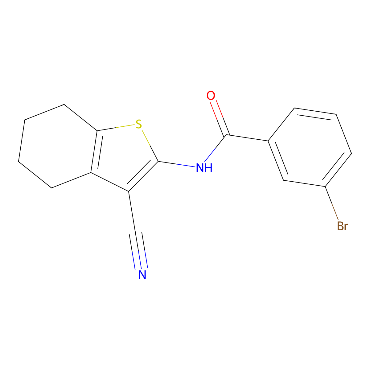 3-bromo-N-(3-cyano-4,5,6,7-tetrahydro-1-benzothiophen-2-yl)benzamide molecular structure, CAS 312917-12-7