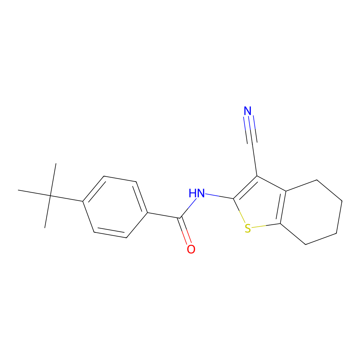 4-tert-butyl-N-(3-cyano-4,5,6,7-tetrahydro-1-benzothiophen-2-yl)benzamide molecular structure, CAS 312917-13-8