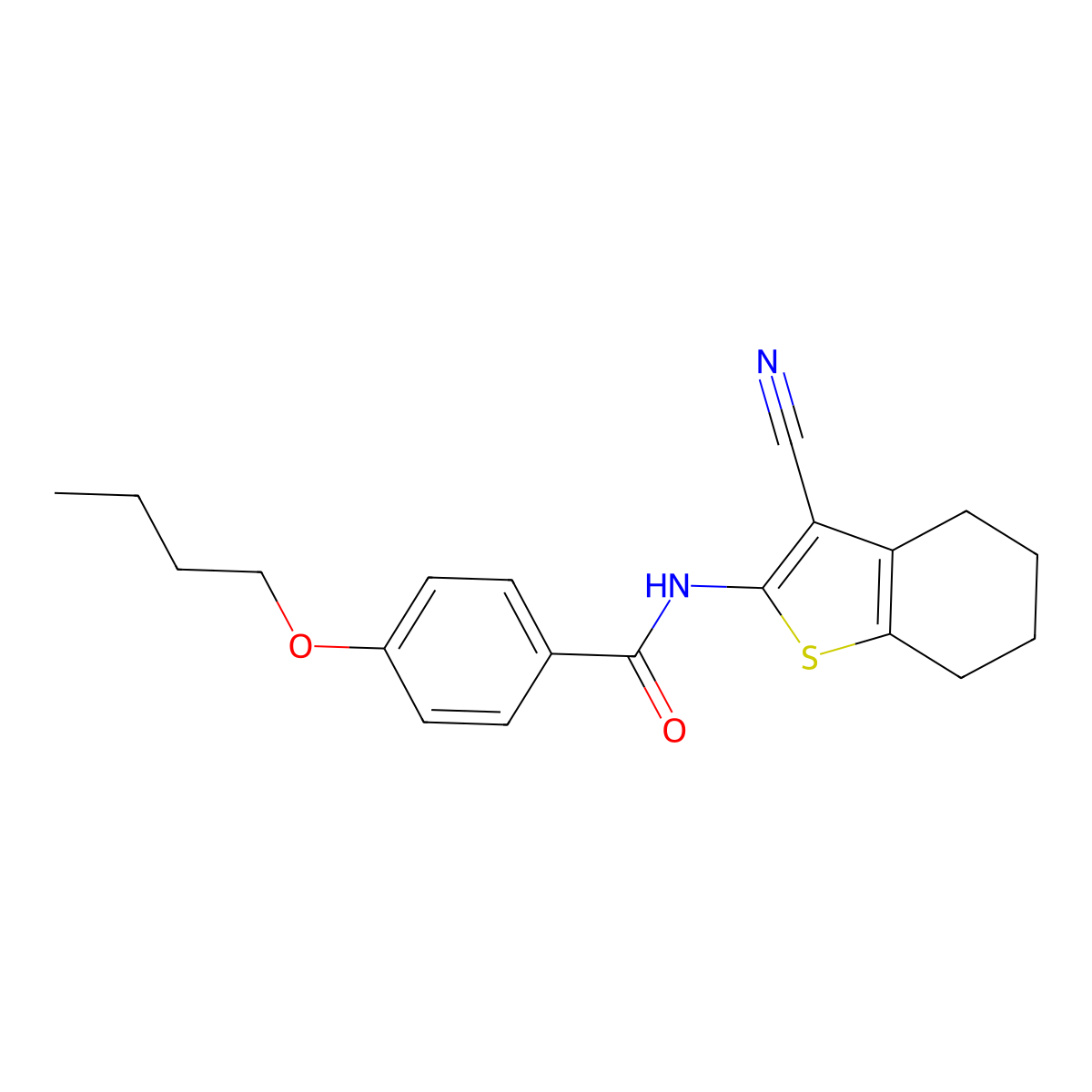 4-butoxy-N-(3-cyano-4,5,6,7-tetrahydro-1-benzothiophen-2-yl)benzamide molecular structure, CAS 312917-16-1