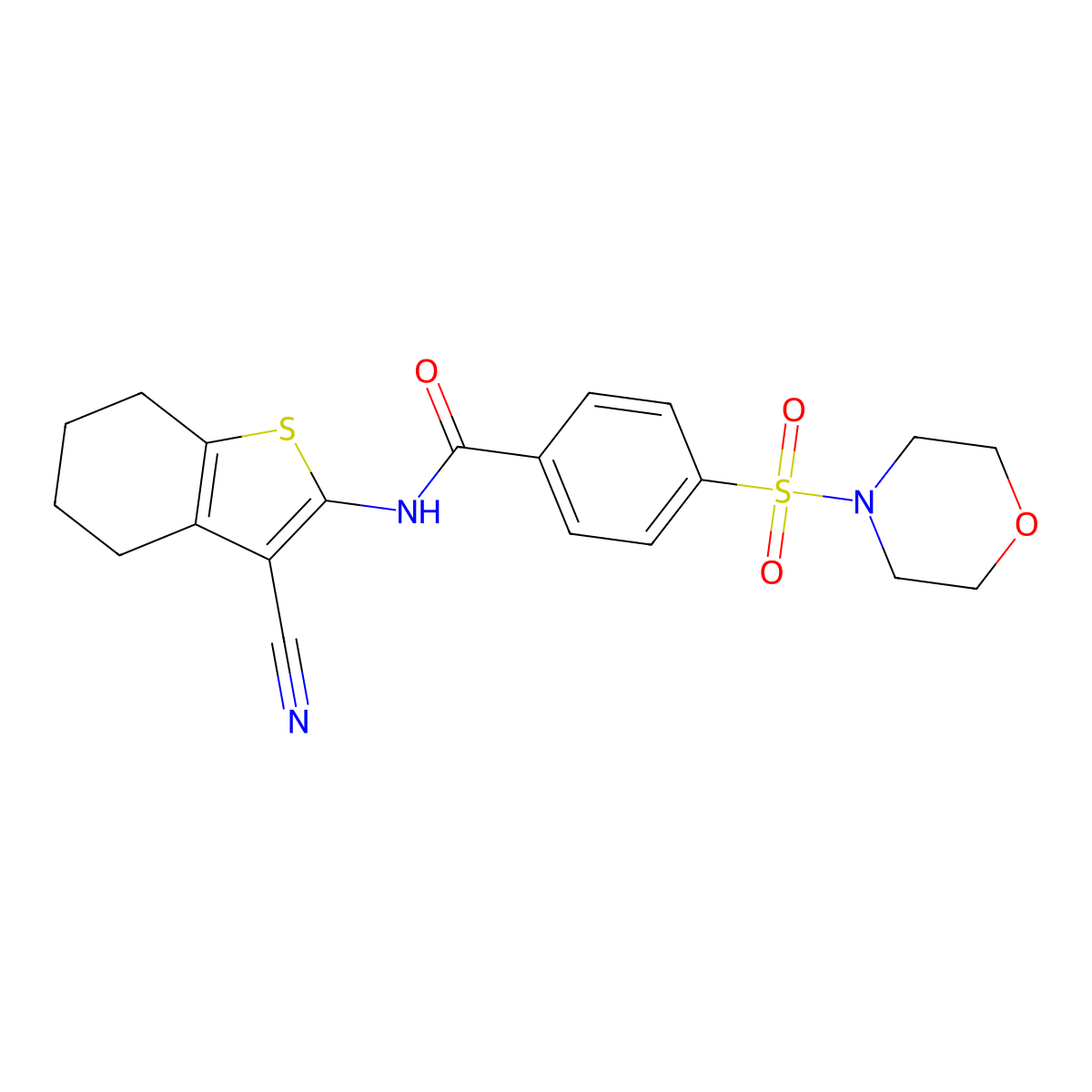 N-(3-cyano-4,5,6,7-tetrahydrobenzo[b]thiophen-2-yl)-4-(morpholinosulfonyl)benzamide molecular structure, CAS 312917-17-2