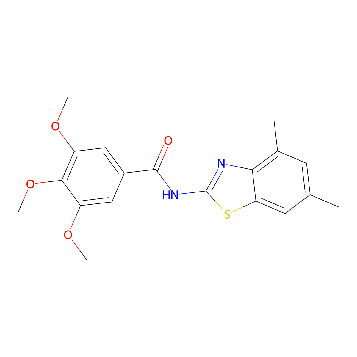 N-(4,6-dimethyl-1,3-benzothiazol-2-yl)-3,4,5-trimethoxybenzamide molecular structure, CAS 312917-18-3