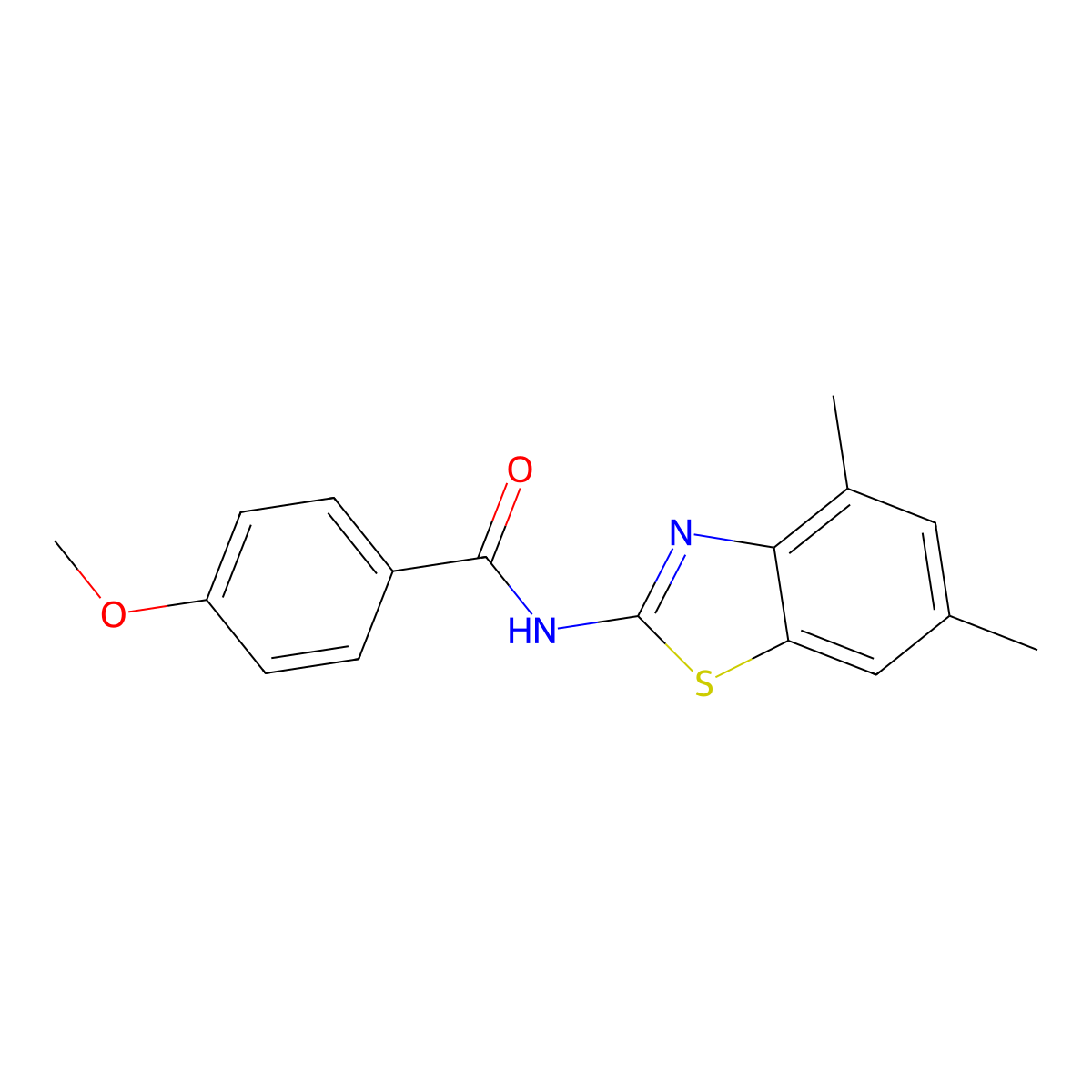 N-(4,6-dimethyl-1,3-benzothiazol-2-yl)-4-methoxybenzamide molecular structure, CAS 312917-20-7