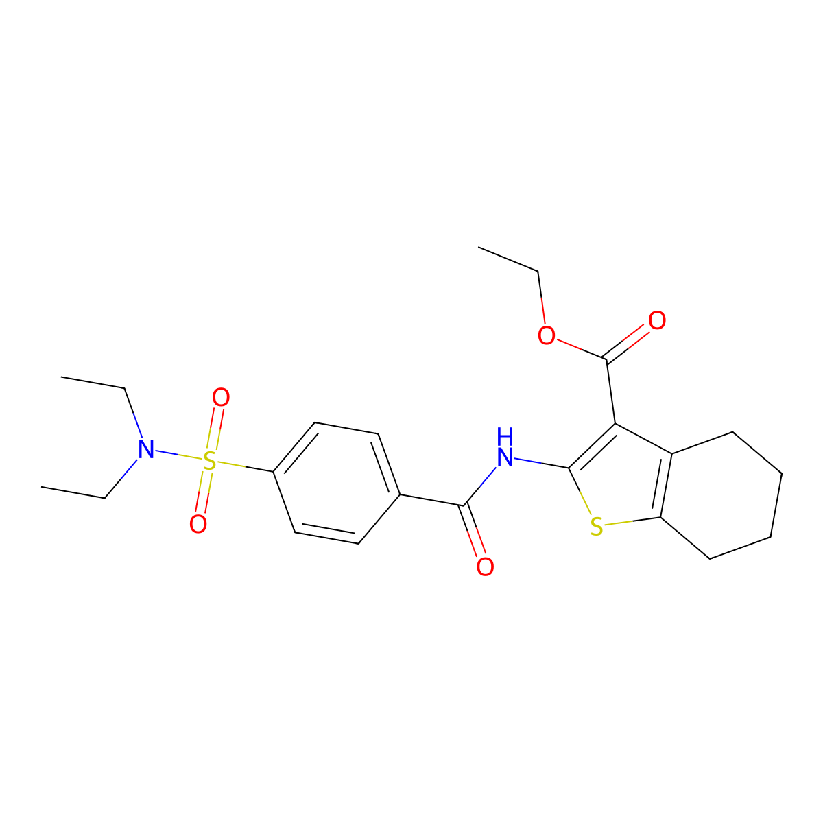 ethyl 2-(4-(N,N-diethylsulfamoyl)benzamido)-4,5,6,7-tetrahydrobenzo[b]thiophene-3-carboxylate molecular structure, CAS 312917-27-4
