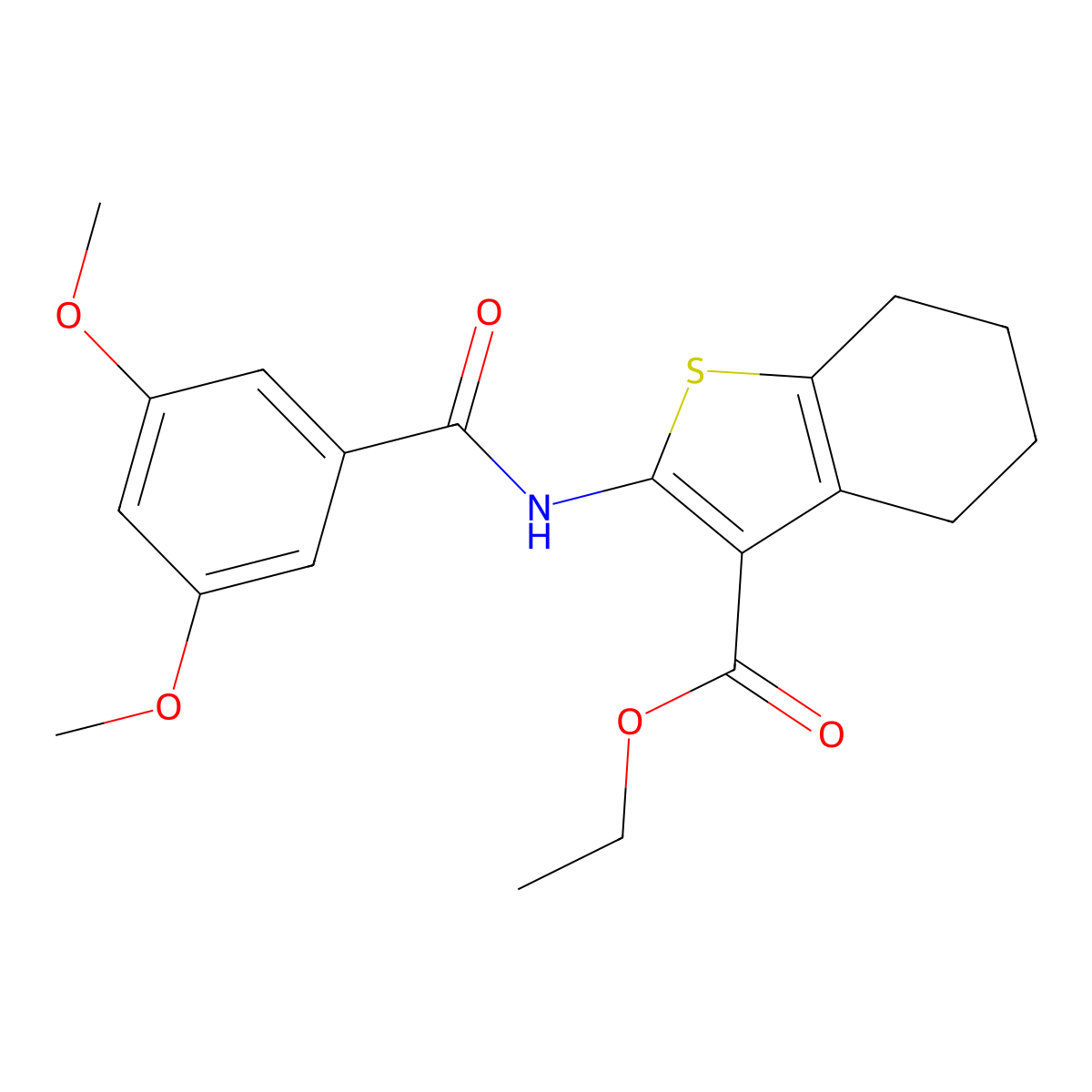 Ethyl 2-(3,5-dimethoxybenzamido)-4,5,6,7-tetrahydrobenzo[b]thiophene-3-carboxylate molecular structure, CAS 312917-35-4
