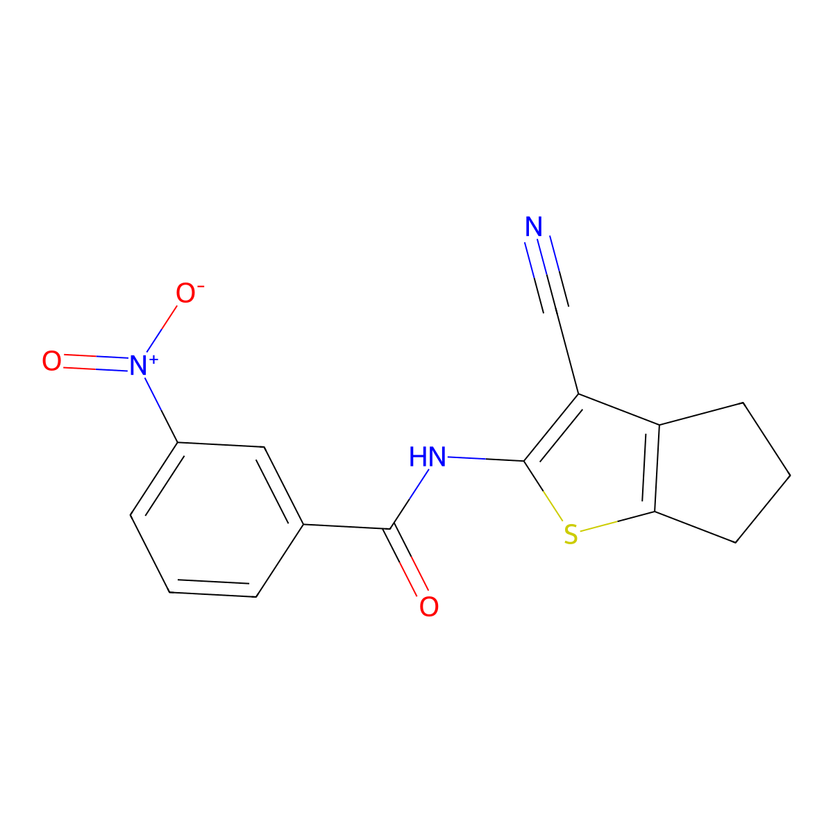 N-(3-cyano-5,6-dihydro-4H-cyclopenta[b]thiophen-2-yl)-3-nitrobenzamide molecular structure, CAS 312917-42-3