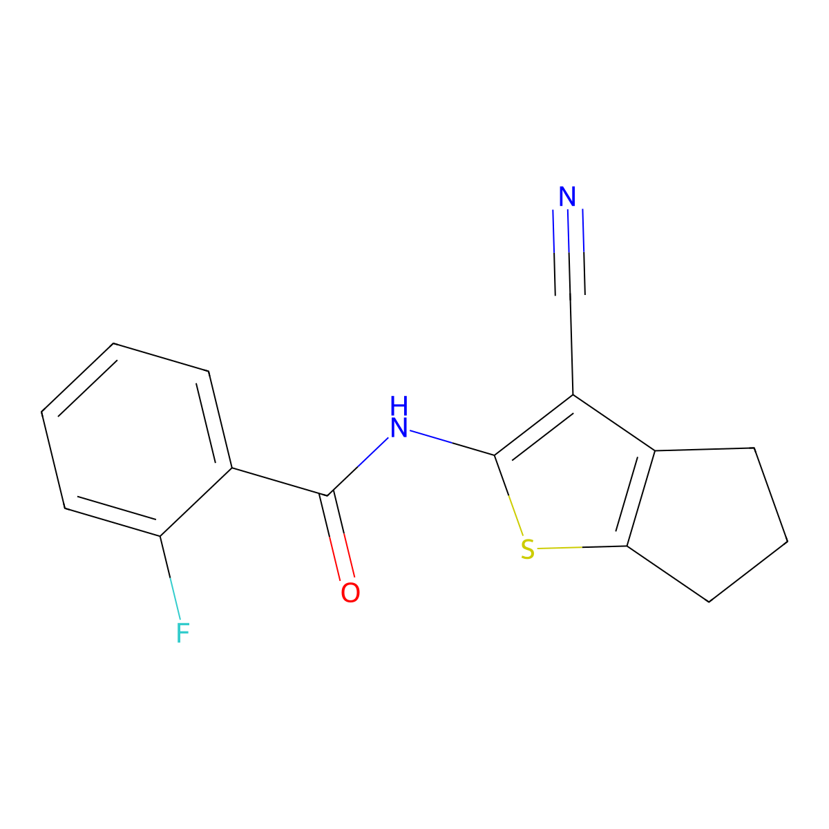 N-(3-cyano-5,6-dihydro-4H-cyclopenta[b]thiophen-2-yl)-2-fluorobenzamide molecular structure, CAS 312917-44-5