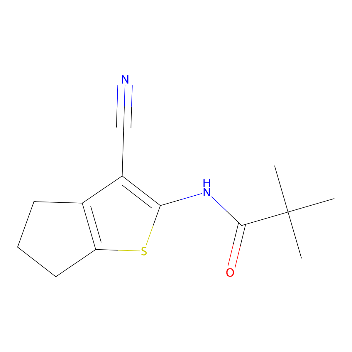N-(3-cyano-5,6-dihydro-4H-cyclopenta[b]thiophen-2-yl)pivalamide molecular structure, CAS 312917-47-8