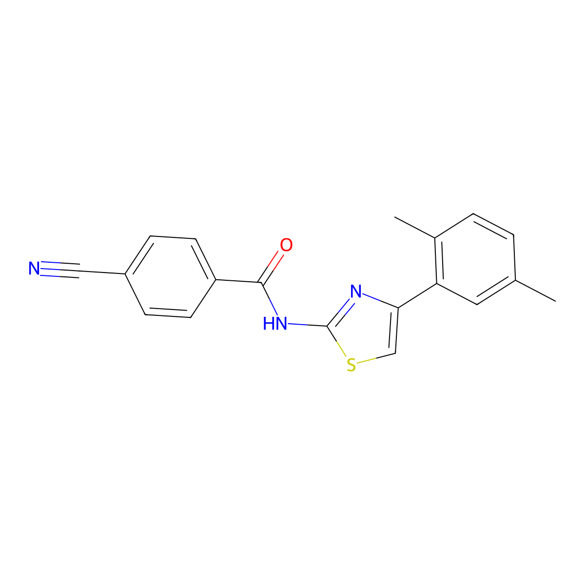 4-cyano-N-[4-(2,5-dimethylphenyl)-1,3-thiazol-2-yl]benzamide molecular structure, CAS 312917-57-0