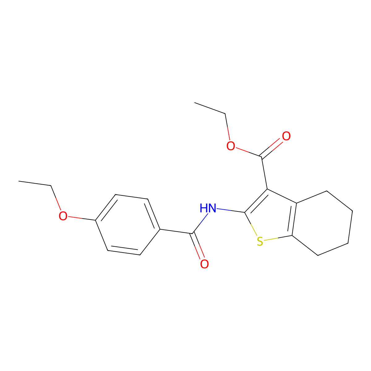 Ethyl 2-[(4-ethoxybenzoyl)amino]-4,5,6,7-tetrahydro-1-benzothiophene-3-carboxylate molecular structure, CAS 312917-59-2
