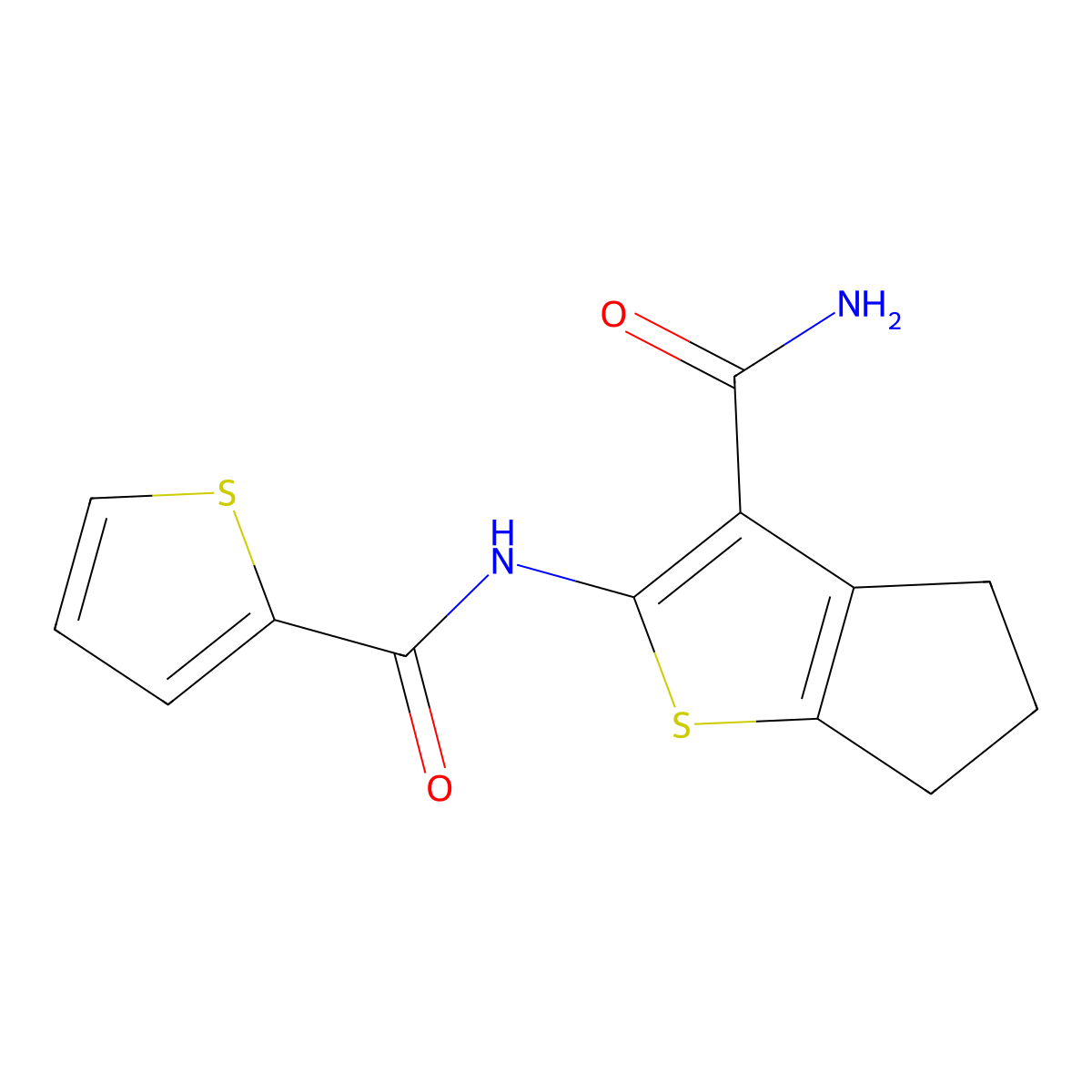2-(thiophene-2-carbonylamino)-5,6-dihydro-4H-cyclopenta[b]thiophene-3-carboxamide molecular structure, CAS 312917-62-7