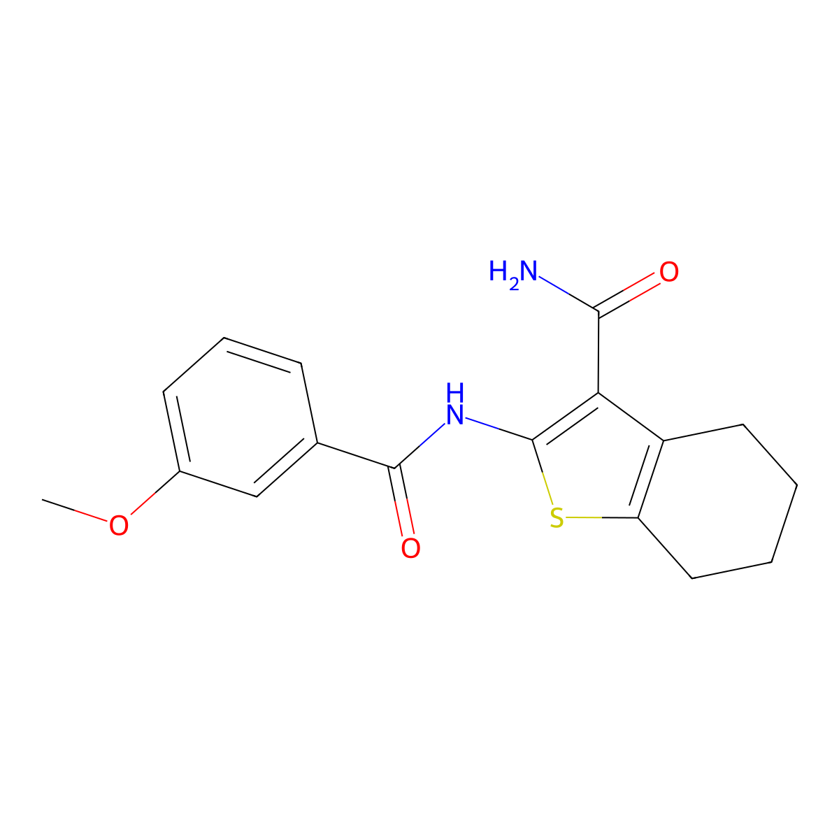 2-(3-Methoxybenzamido)-4,5,6,7-tetrahydrobenzo[b]thiophene-3-carboxamide molecular structure, CAS 312917-63-8