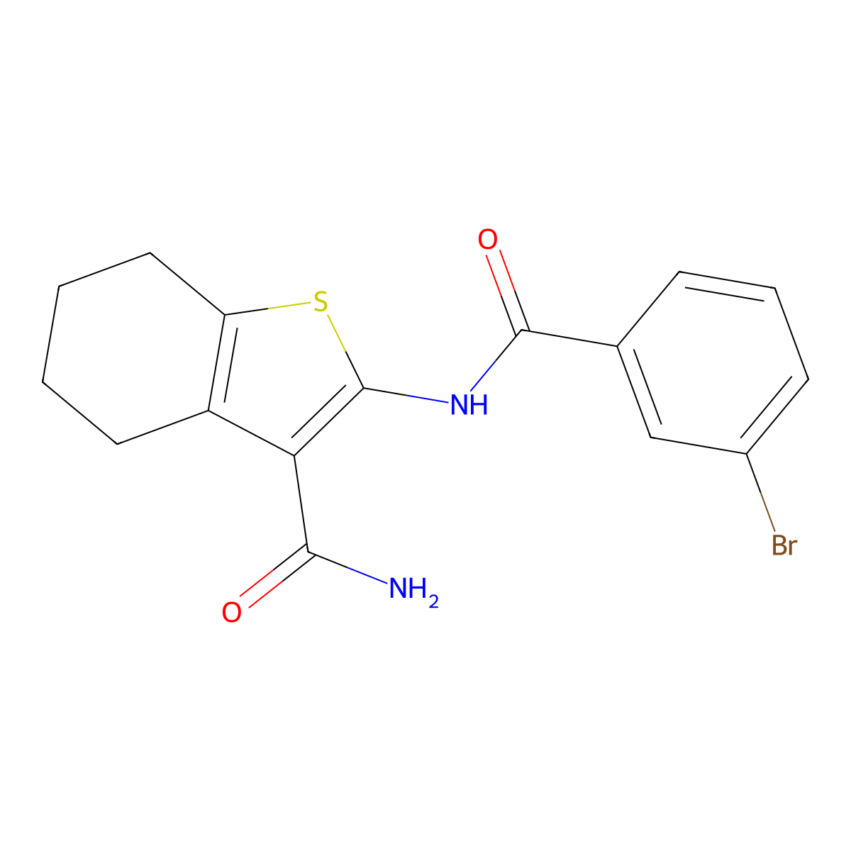 2-(3-Bromobenzamido)-4,5,6,7-tetrahydrobenzo[b]thiophene-3-carboxamide molecular structure, CAS 312917-64-9